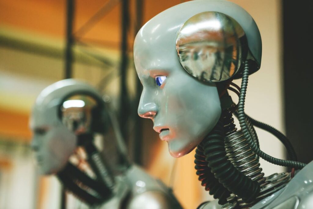 dois robôs, representando HFT no mercado financeiro