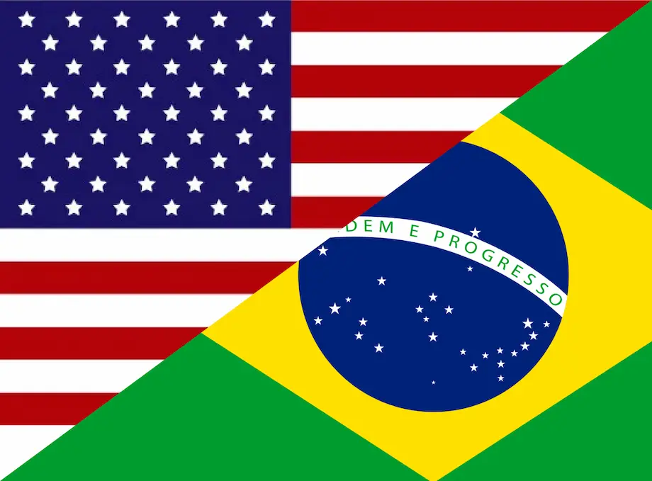 Bandeiras dos EUA e do Brasil, representando a Super Quarta
